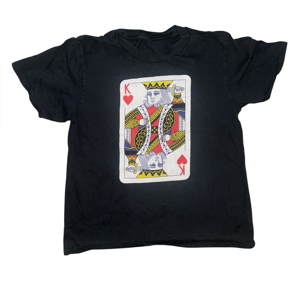 Black T-Shirt with King of Hearts Graphic Boys Size 7 Years Old Lucky Kings Tee